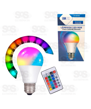 Lâmpada Led RGB Com Controle Remoto Luatek LK-RGB-12W