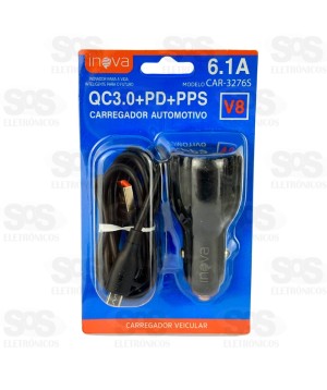 Carregador Veicular Com Cabo Micro USB V8 Inova CAR-3276S
