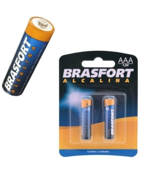 Pilha Alcalina AAA 1,5 V Cartela Com 2 Unidades  Brasfort 6300