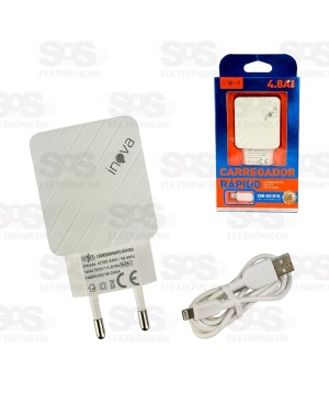 Carregador Rápido 2 USB 4.8A Cabo Iphone Inova CAR-G5181A
