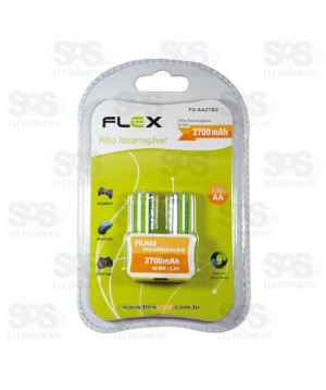 Pilha AA 1.2V Recarregável 2700mAh 2 Unidades Flex