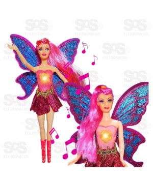 Boneca Fada Com Luz e  Som Toy King TK-1807