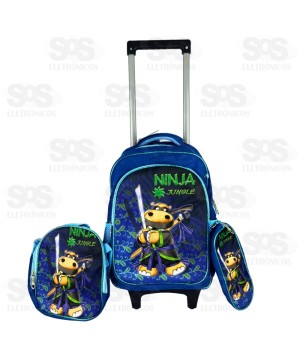 Mochila Infantil Com Estojo e Lancheira 3D Ninja FUK309