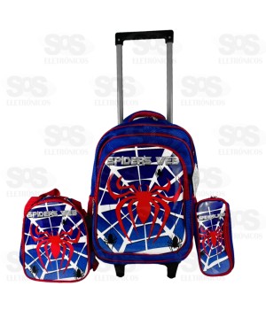 Mochila Infantil GG Com Estojo e Lancheira Spider Web FUK346