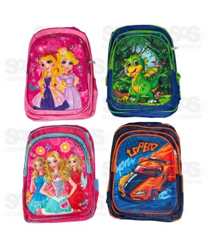 Mochila Grande 3D Alto Relevo 5 Bolsos Estampas Fashion B-D606-16 B-D547-16