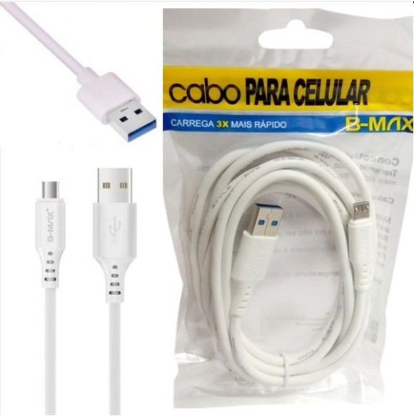 Cabo Micro USB V8 1 Metro Carga Rápida B-max 8601
