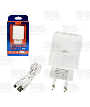 Carregador 2 USB 3.1A Com Cabo Micro V8 Inova CAR-3231S