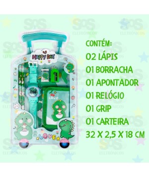 Kit Escolar 7 Peças Com Relógio e Carteira Polibrinq SCB15