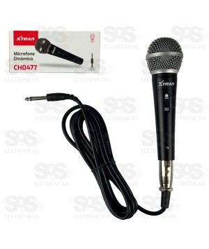 Microfone Com Fio Dinâmico 3 Metros Profissional Xtrad CH0477