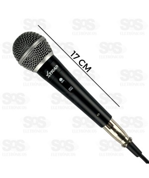 Microfone Com Fio Dinâmico 3 Metros Profissional Xtrad CH0477