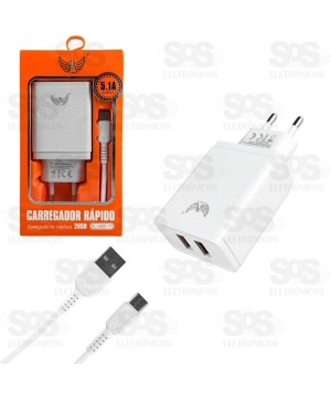 Carregador 2 USB 5.1A Com Cabo Type-C Altomex AL-5900-TY