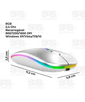 Mouse Sem Fio Recarregável 2.4GHz Altomex AG-690