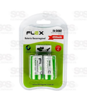 Pilha Bateria Recarregável Tipo C Ni-Mh 4500mAh Flex FX-C45B2