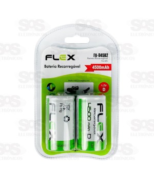 Pilha Bateria Recarregável Tipo D Ni-Mh 4500mAh Flex FX-D45B2