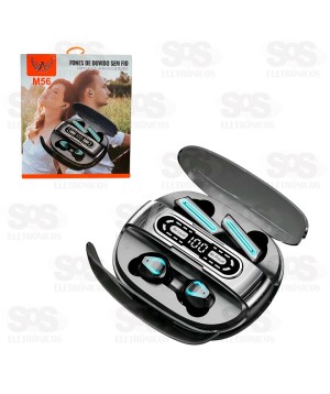 Fone De Ouvido Sem Fio 2 Pares Bluetooth Com Power Bank Altomex M56