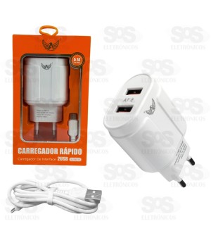 Carregador Rápido 2 USB 5.1A Com Cabo Micro USB V8 Altomex AL-9087-V8