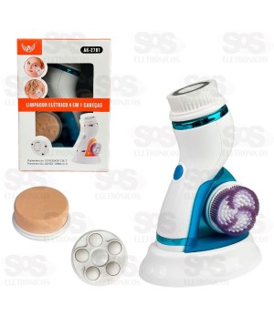 Escova de Limpeza Corporal e Facial Elétrica 4 Cabeças Altomex AK-2701