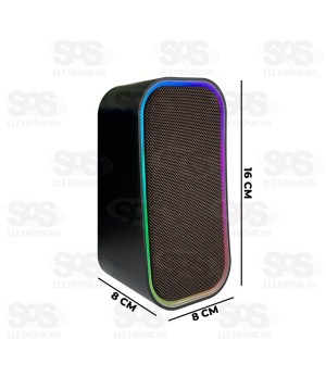 Caixa de Som Multimídia Com LED 6W Eletromex EL-6003