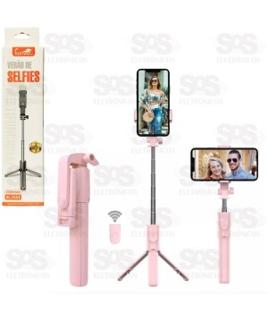 Bastão De Selfie Tripé Com Controle e Iluminador Eletromex EL-7003