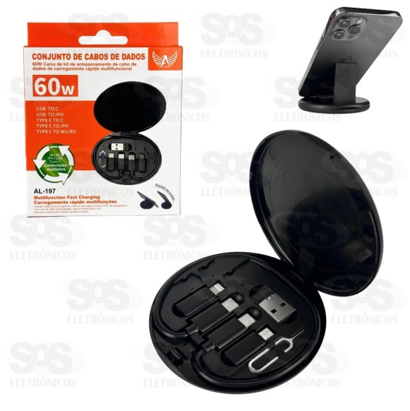 Kit Cabo 9 em 1 60W Com Suporte Case Multifunção Altomex AL-197