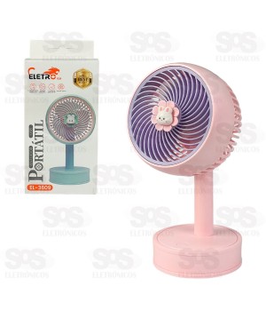 Ventilador Portátil De Mesa Recarregável Bichinhos Eletromex EL-3609