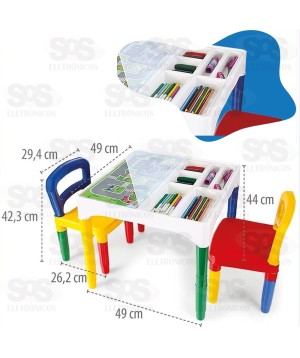 Mesinha Didática Infantil Com 2 Cadeiras Poliplac 5825
