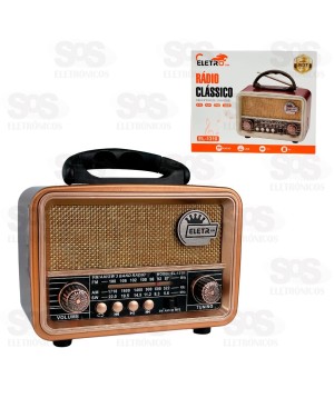 Rádio Retrô Havaí FM/AM/SW/USB/BT/TWS Eletromex EL-1310
