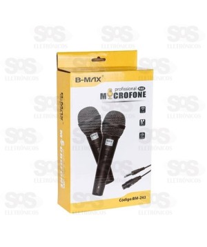 Kit 2 Microfones Dinâmicos Cabos 2,5 Metros B-Max 243