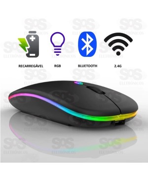 Mouse Sem Fio Recarregável Bluetooth e Antena B-Max 615