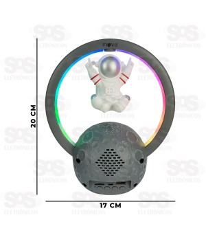 Luminária com Caixa de Som Astronauta na Lua Inova RAD-12550