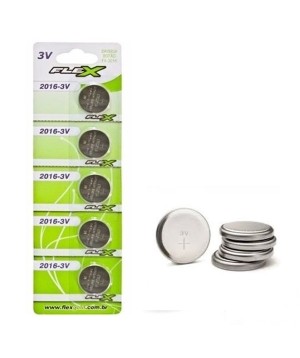 Bateria  Moeda 2016 3V Flex Cartela Com 5 Unidades