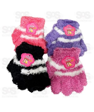 Par de Luva Infantil Super Macia Tamanho Único Listradas Xue Shan