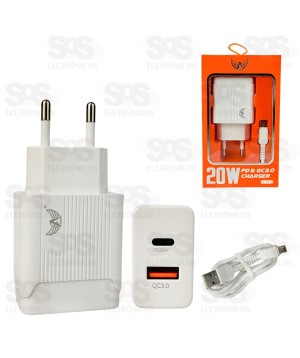 Carregador USB 3.0 + PD 20W Com Cabo Micro V8 Altomex AL-7707-V8