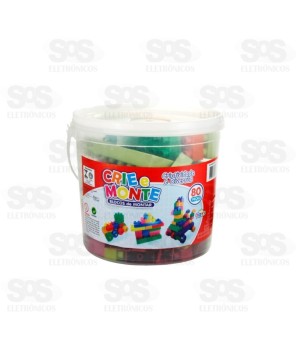 Balde Blocos de Montar Colorido Com 80 Peças Mini Toys 180