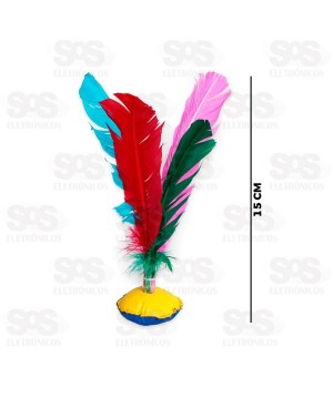 Peteca de Pena Colorida Com Base de Couro PHR05