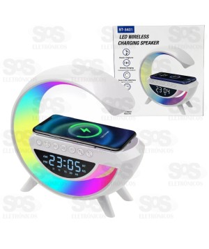 Luminária G Com Relógio Caixa De Som E Indução BT-3401