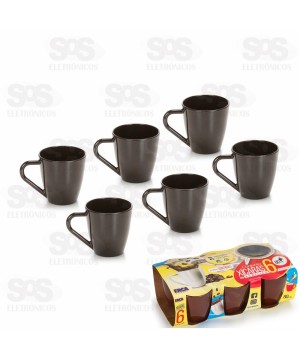 Cojunto de Xícaras Acrilico 80ml Cores variadas 6 Unidades Ercaplast 2884