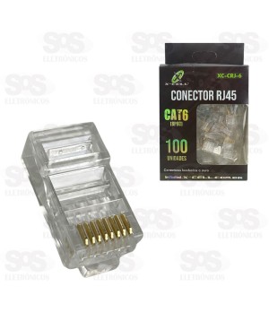 Conector RJ45 CAT6 Caixa com 100 Unidades XC-CRJ-6