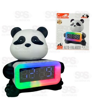 Caixa De Som Urso Panda Com Relógio 30W Eletromex EL-1075