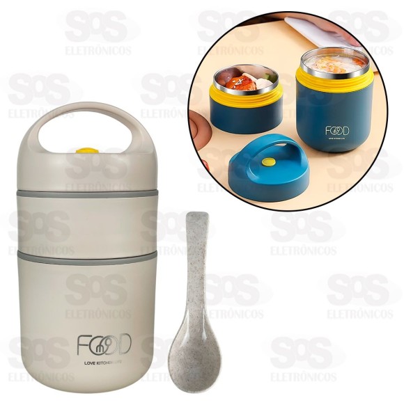 Marmita Térmica Com Colher 680ML Top Útil TOP1314