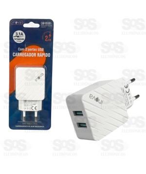 Fonte de Parede Carregador 2 USB 3.1A Inova CAR-G5181
