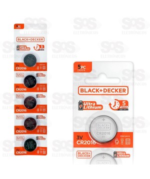 Bateria Moeda Ultra Lítio CR 2016 3V 5 Unidades Black Decker