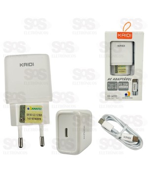 Carregador PD 20W Auto-ID Com Cabo Type C Kaidi KD-669CC