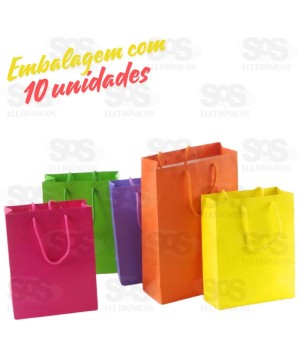 Sacola de Papel Colorida com 10 Unidades 32x40x12cm -161H