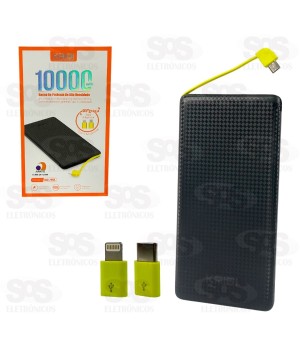 Carga Extra 10.000mAh Com 3 Interfaces Kaidi KD-951