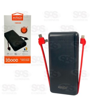 Carga Extra 20.000mAh Com 3 Interfaces Kaidi KD-232