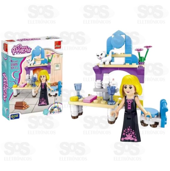  Bloco de Montar Princesas 90 Peças Modelos Sortidos Toy King TK-AB7864