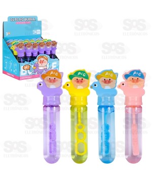 Lança Bolhas Com 24 Unidades Porquinho Toy King TK-AB8212