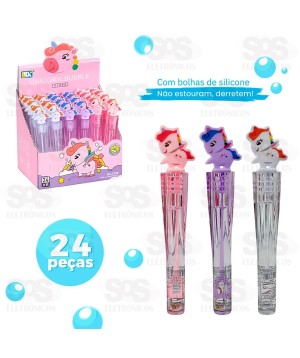 Lança Bolhas De Silicone Unicórnio Caixa Com 24 Unidades Toy King TK-AB7741