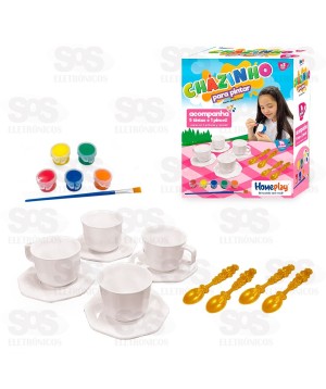 Conjunto Chazinho Para Pintar 5 Tintas e 1 Pincel Homeplay 8014